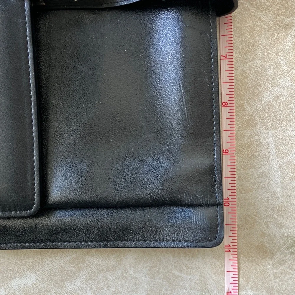 VERSACE La Medusa Black Leather Small Travel Bag w/ Silver Logo Clasp GUC